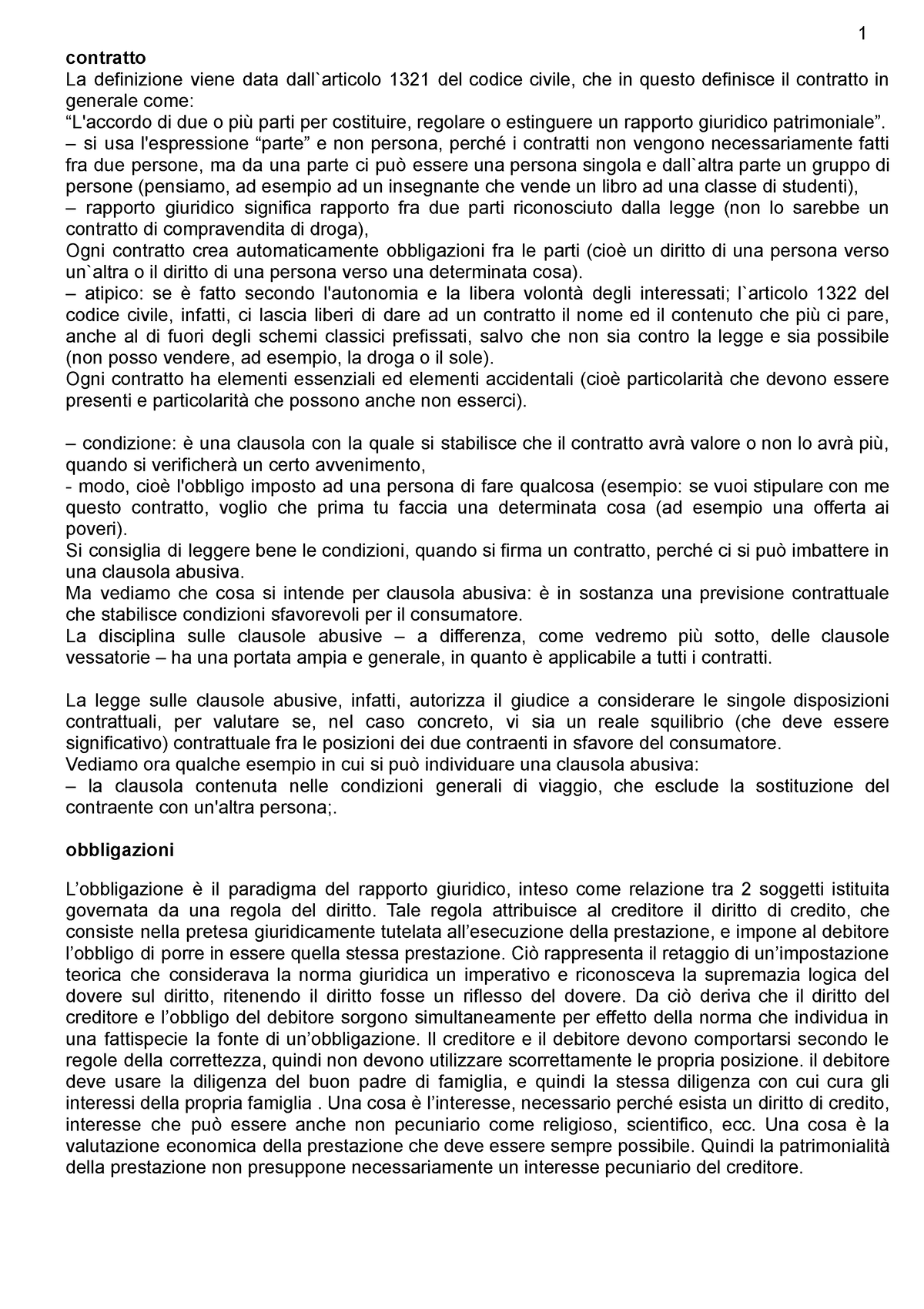 Diritto Privato - Contratto La Definizione Viene Data Dall`articolo ...