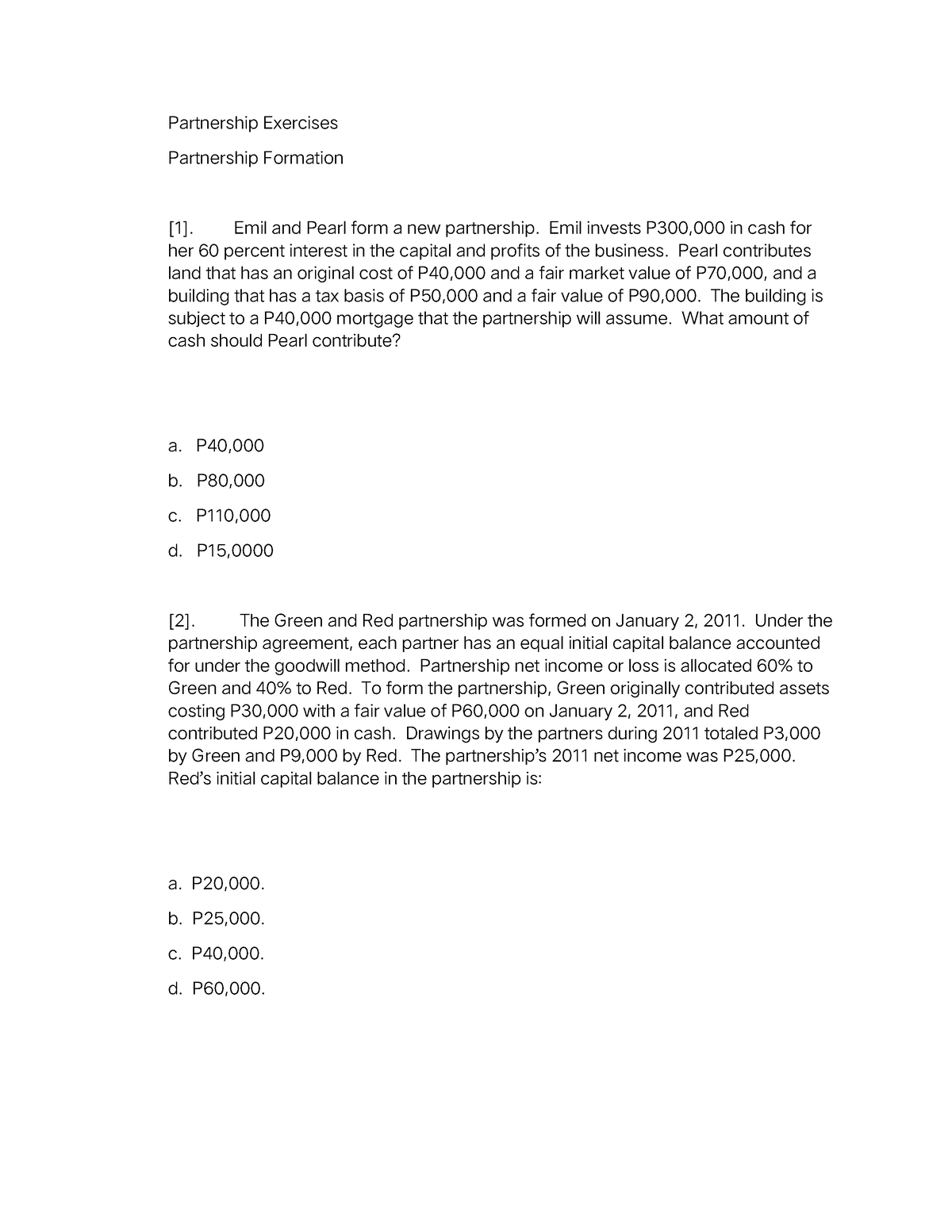 partnership act case study with solution