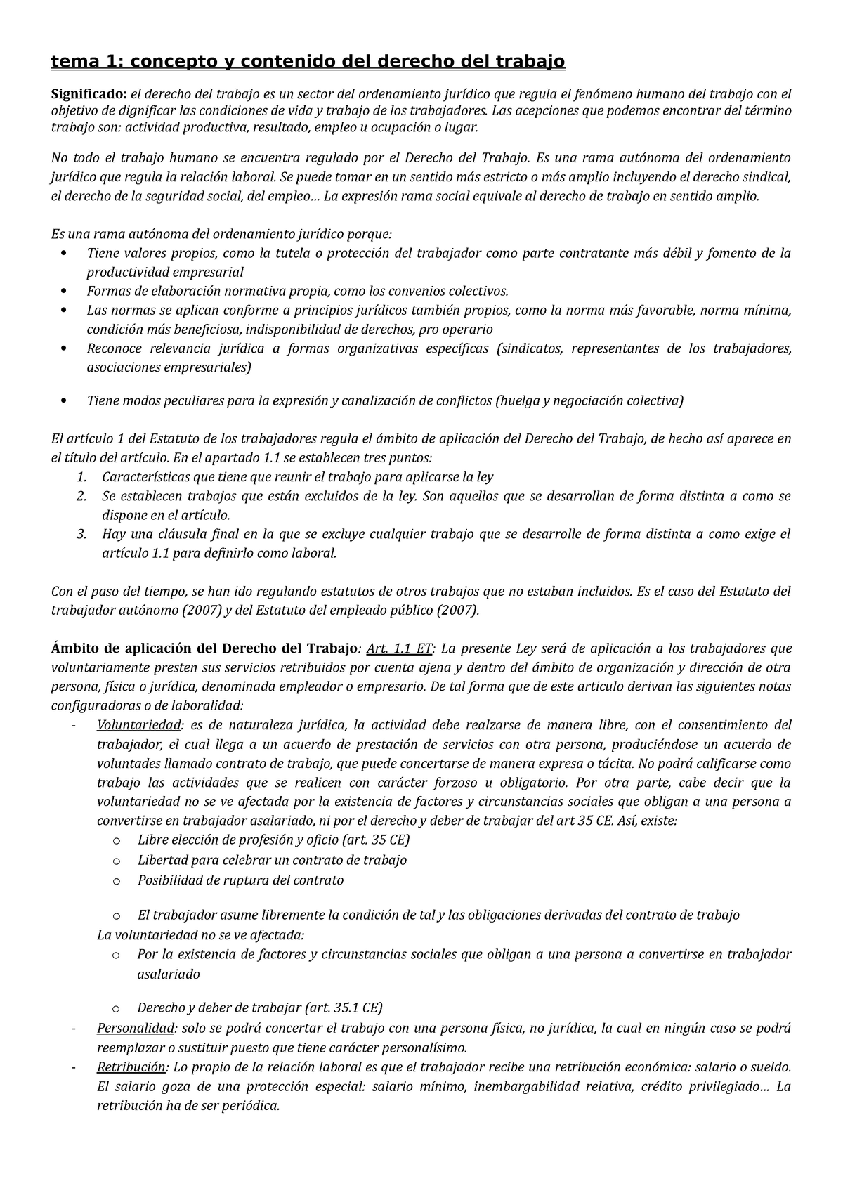 TEMA 1 Laboral - Apuntes 1 - Tema 1: Concepto Y Contenido Del Derecho ...