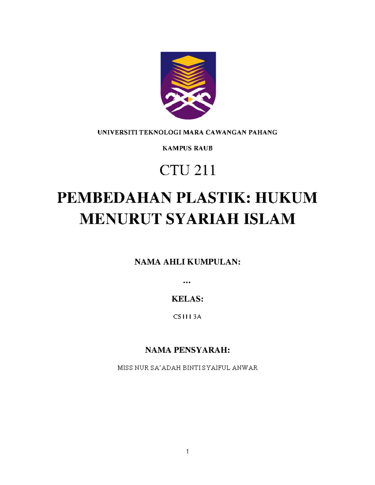 Case Study CTU ( Pembedahan Plastik- Hukum Menurut Syariah Islam) 2 ...