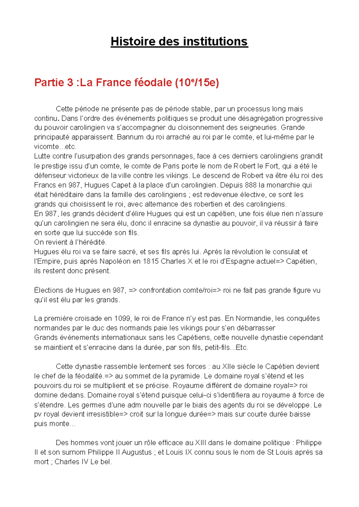 Histoire des institutions francaises s2 - Histoire des institutions ...