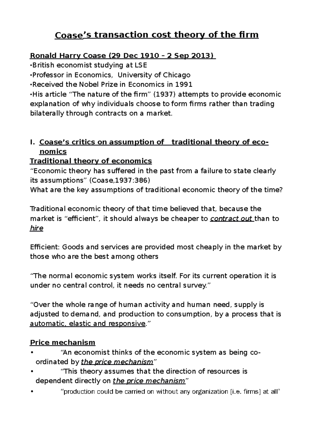 Coase's Theorem: Analyzing Transaction Costs and Economic Efficiency ...