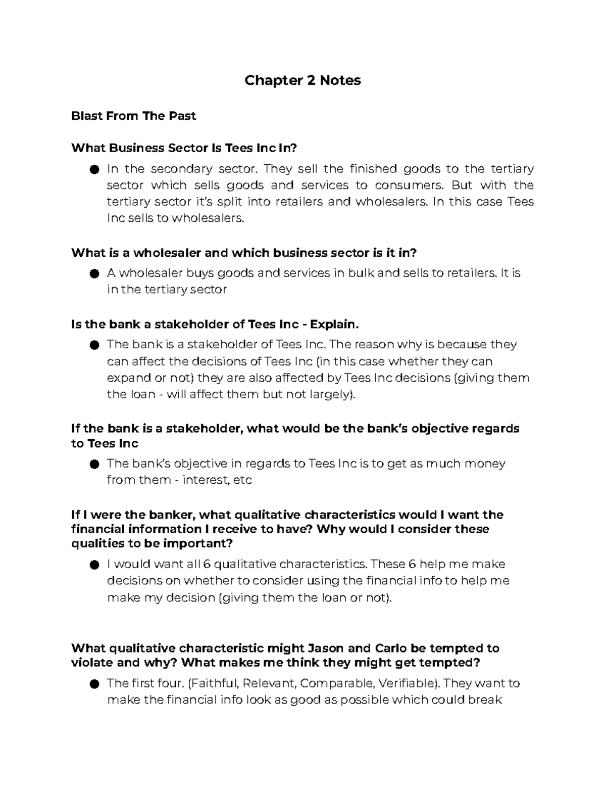 ACC 100 - Chapter 2 Notes - Chapter 2 Notes Blast From The Past What ...