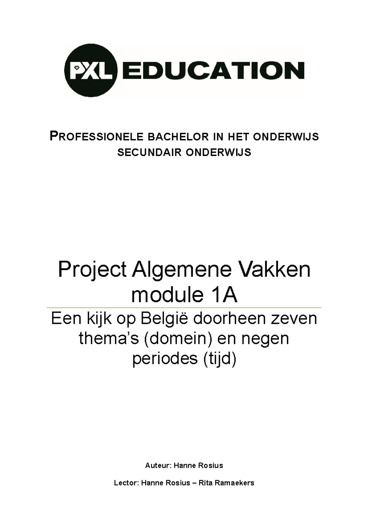 HST 1 inleiding - PROFESSIONELE BACHELOR IN HET ONDERWIJS SECUNDAIR ...