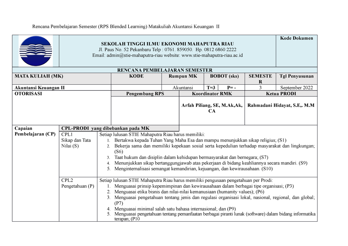 RPS- Intermediate 2 - Rencana Pembelajaran Semester (RPS Blended ...