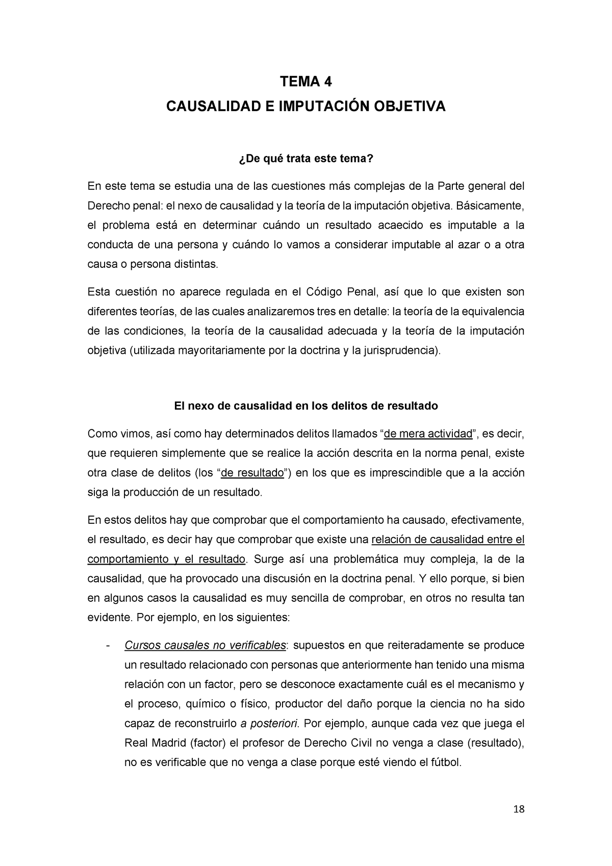 PG. Tema 4. Causalidad E Imputación Objetiva - TEMA 4 CAUSALIDAD E ...