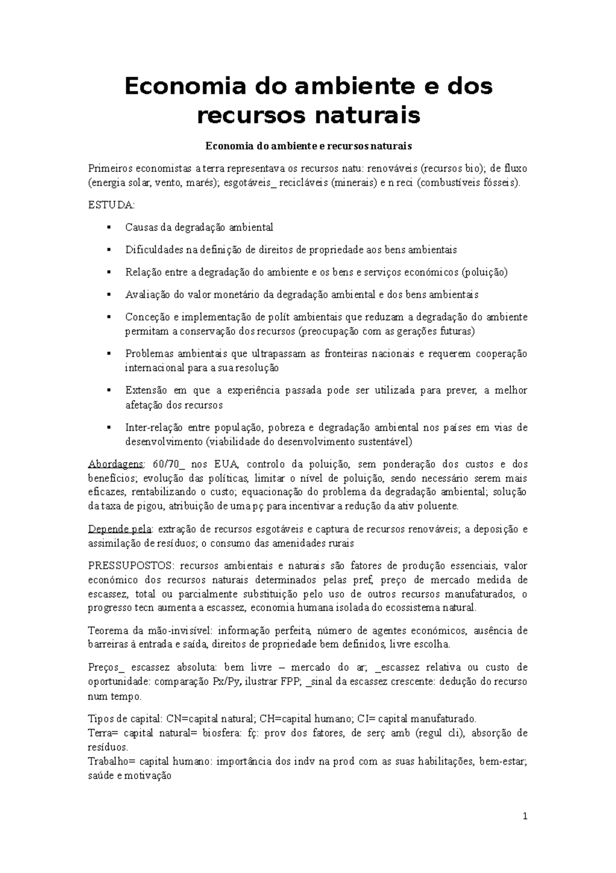 Economia do ambiente e dos recursos naturais recurso - Economia do ...