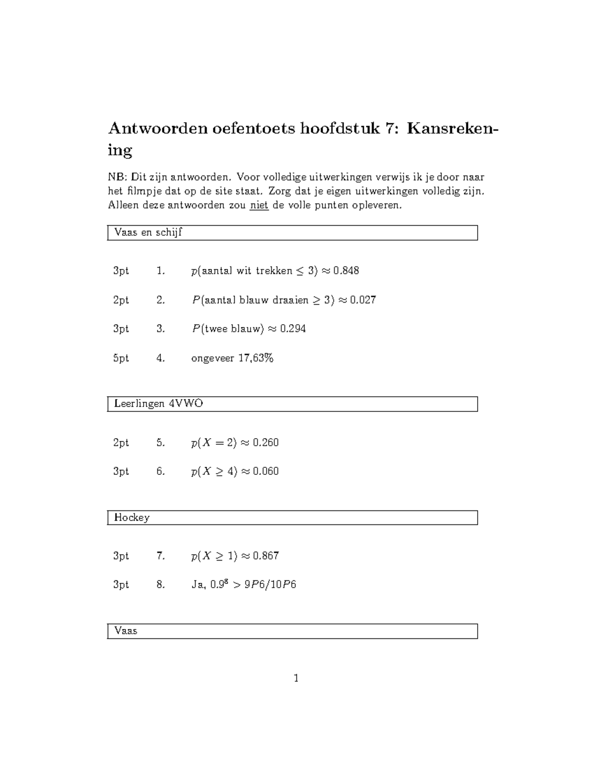 WIskunde Oefentoets Antwoorden - H6 - Antwoorden Oefentoets Hoofdstuk 7 ...