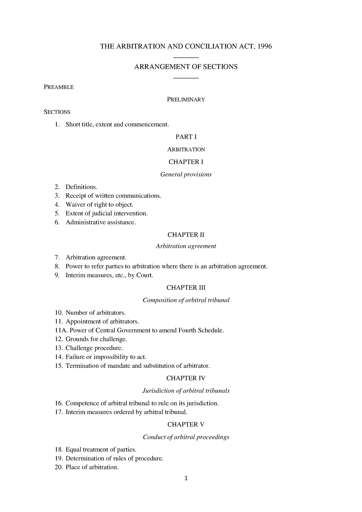 Arbitration and reconciliation act - THE ARBITRATION AND CONCILIATION ...