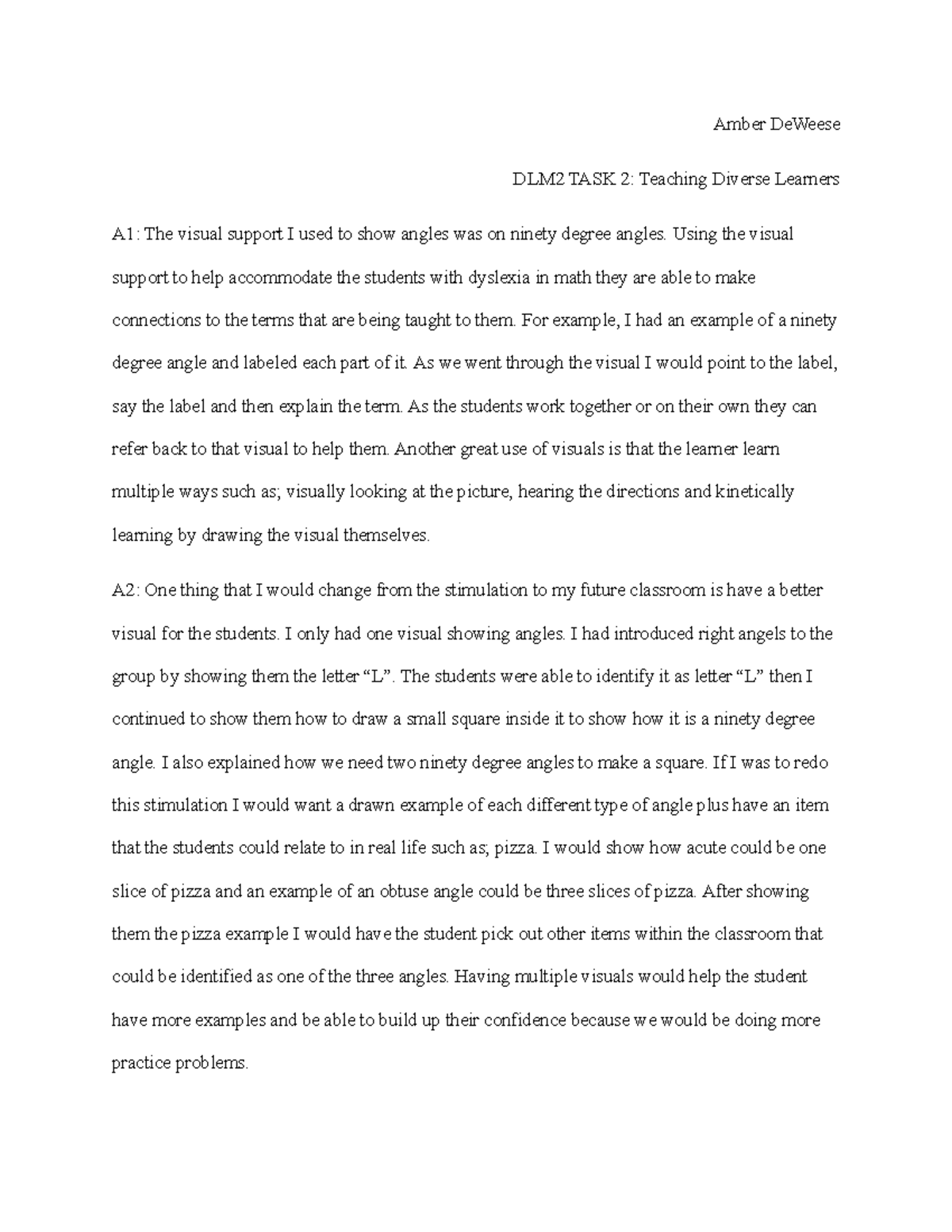 Diversity Paper 2 - Amber DeWeese DLM2 TASK 2: Teaching Diverse ...