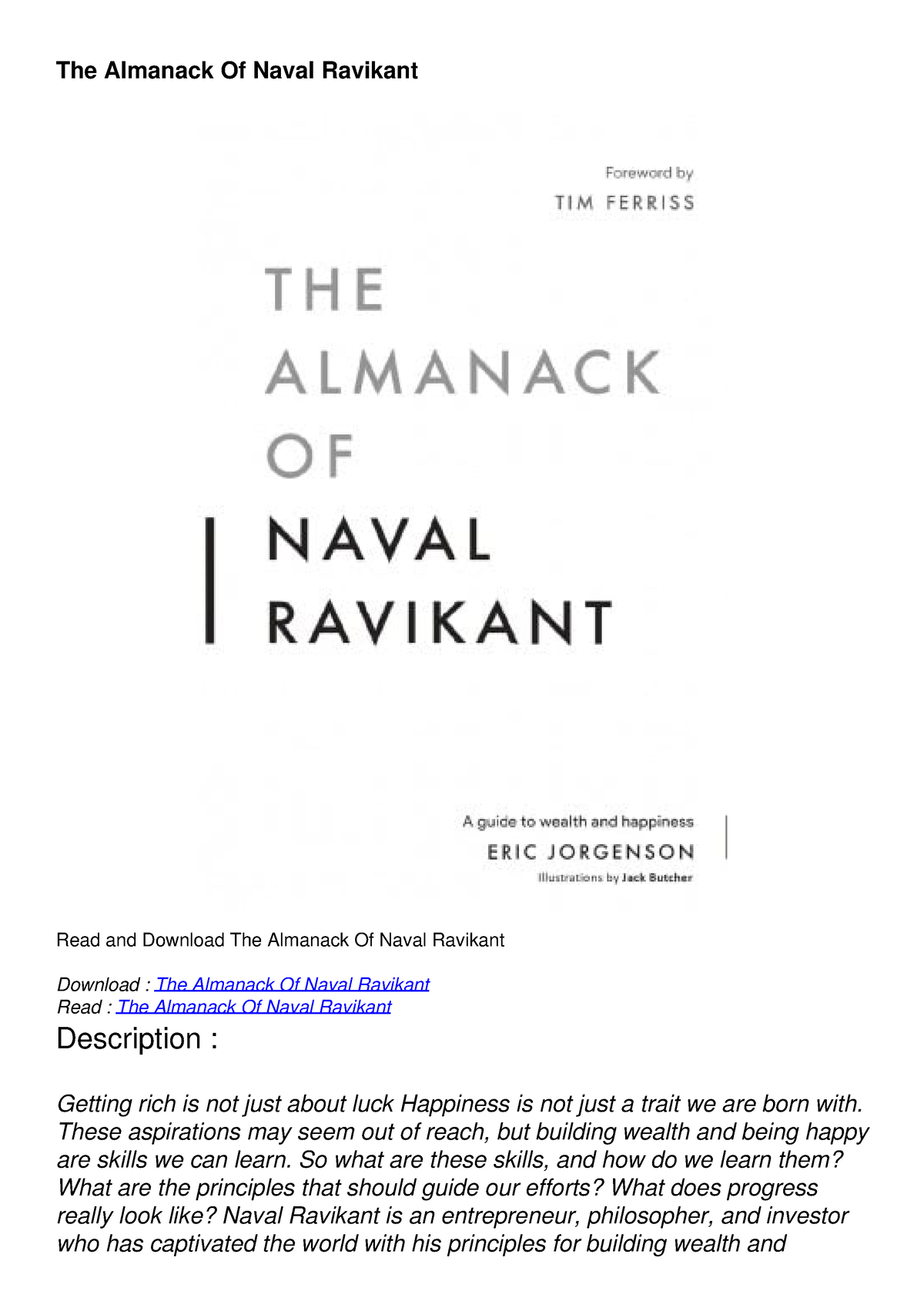 READ [PDF] The Almanack Of Naval Ravikant - The Almanack Of Naval ...