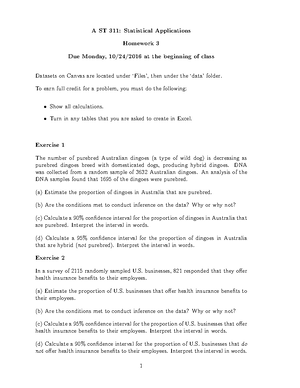 Homework 4: Statistical applications 311 - A ST 311: Statistical ...