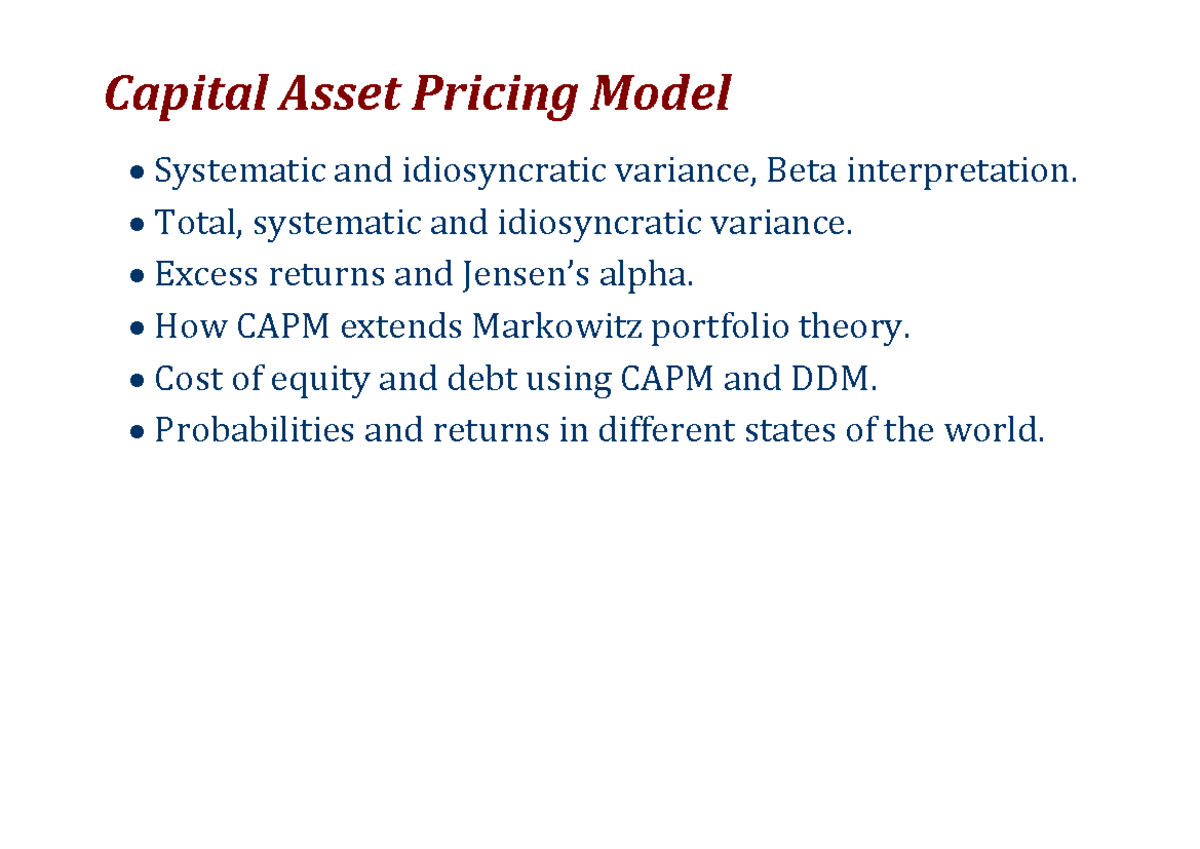 Capital Asset Pricing Model Beta 7 capital asset pricing model - Capital Asset Pricing Model Systematic