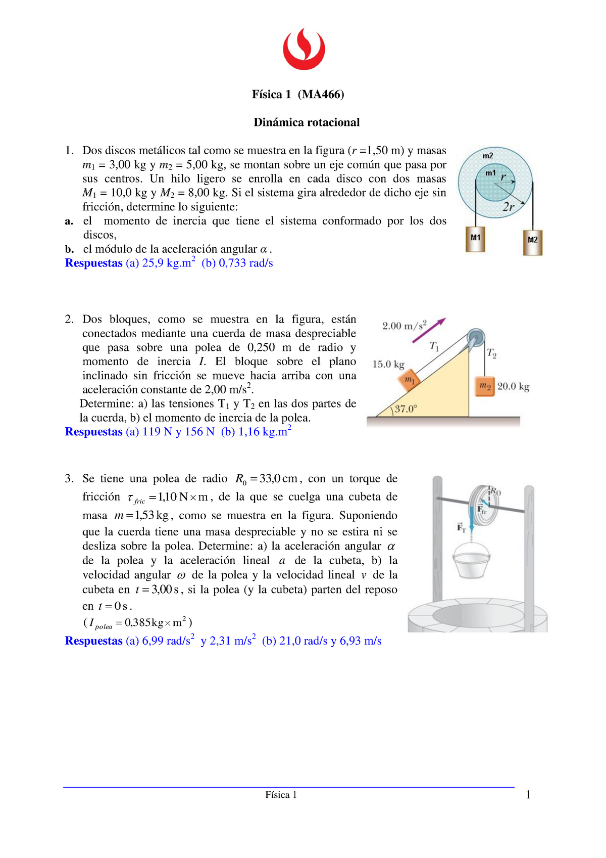 Ejercicios Propuestos De Dinamica Rotacional - Física 1 1 Física 1 ...