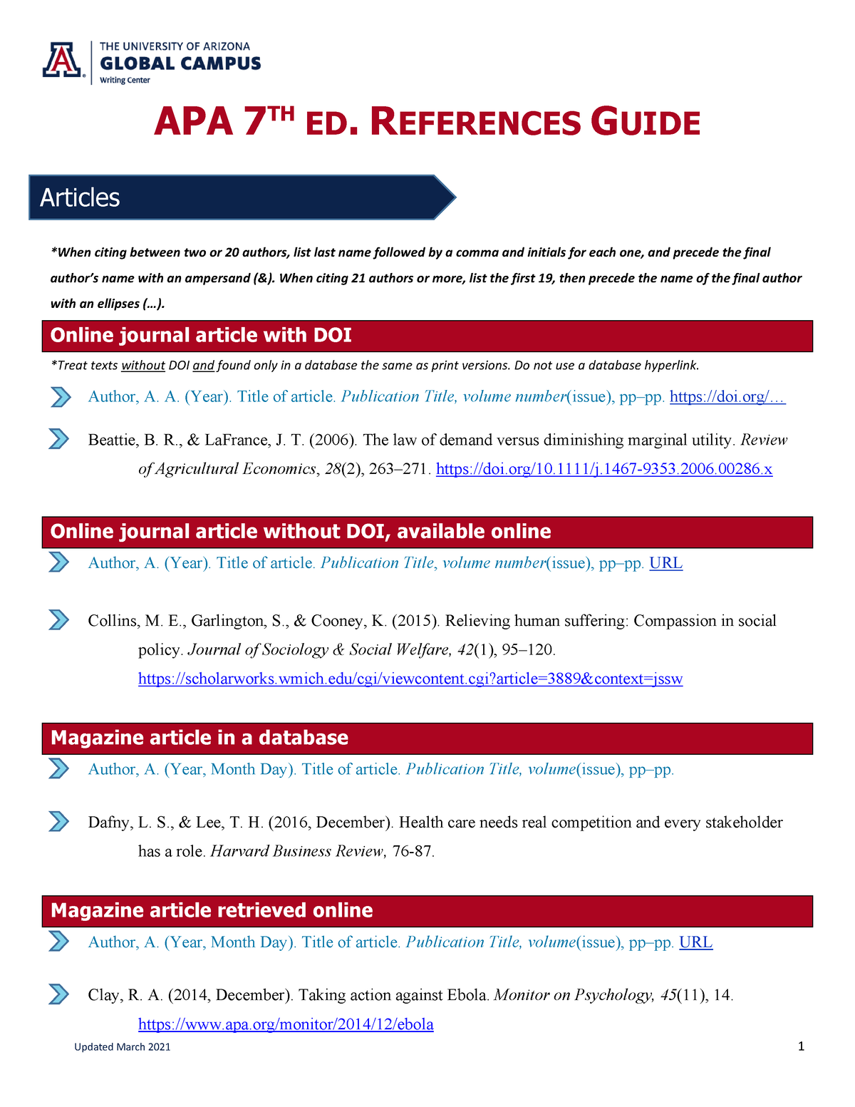 APA-References-Guide - APA 7 TH ED. REFERENCES GUIDE *When citing ...