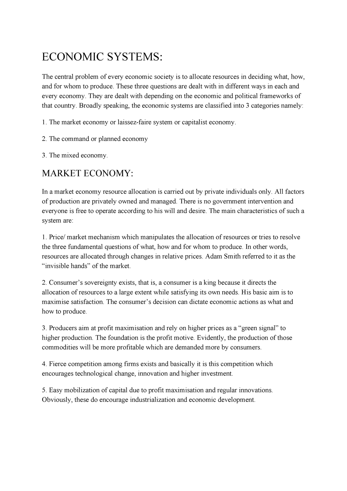 thesis about economic system