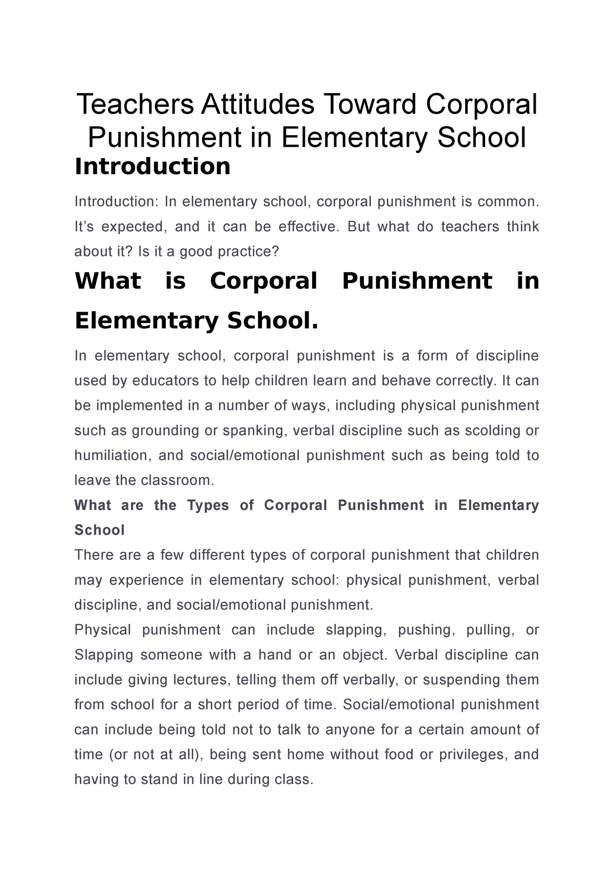 research proposal on corporal punishment in schools