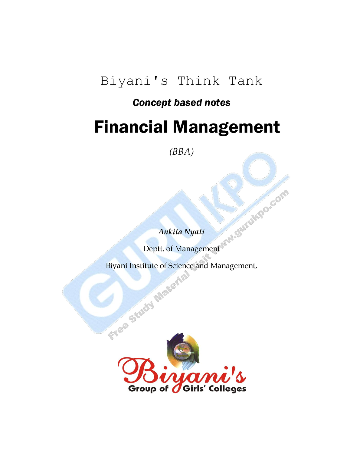 FM TT BBA 2 - Financial Management Bba - Biyani's Think Tank Concept ...