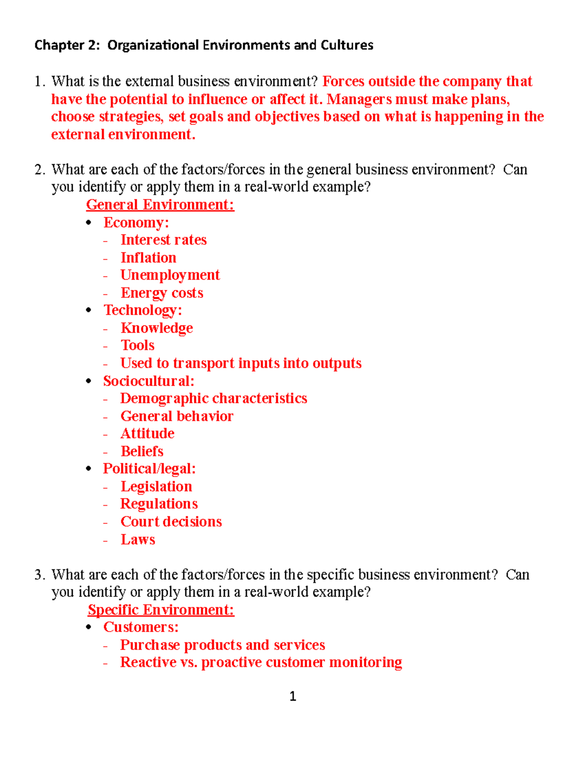 MGMT Chapter 2 Study Guide - What Is The External Business Environment ...