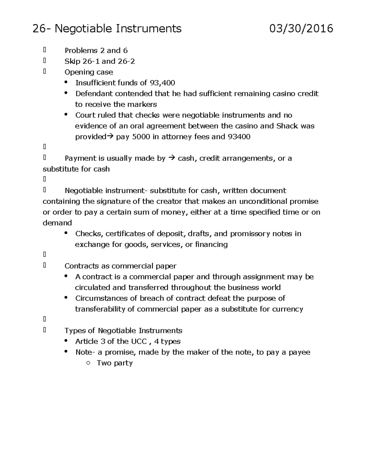 Negotiable Instruments - Buy 50 computers, give seller a note for ...
