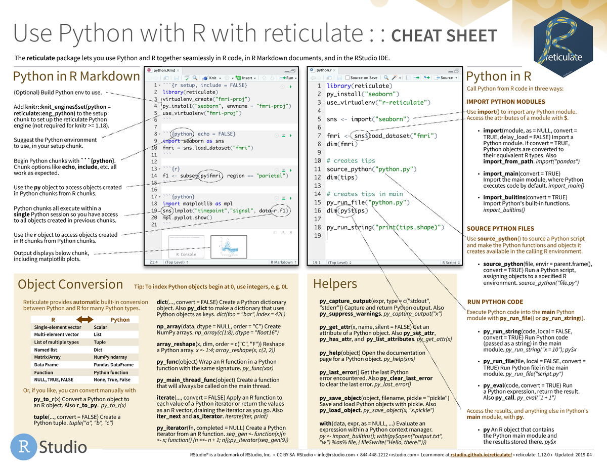 Python with R and Reticulate Cheatsheet - Use Python with R with ...