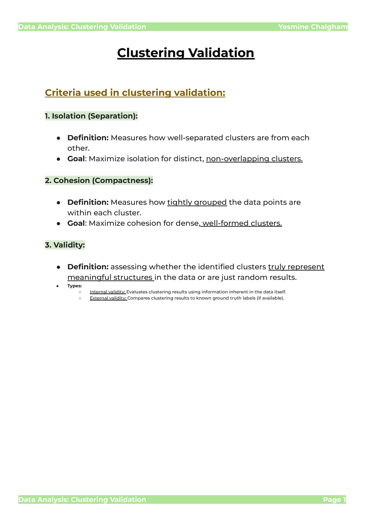 Clustering Validation - Clustering Validation Criteria Used In 