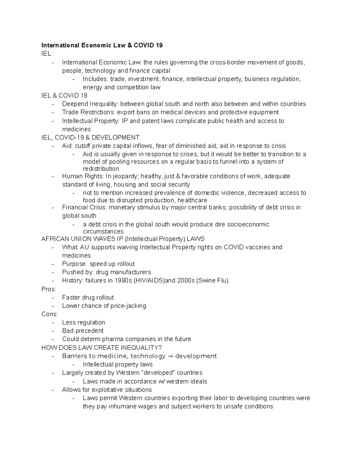 Covid IEL - International Economic Law & COVID 19 IEL - International ...
