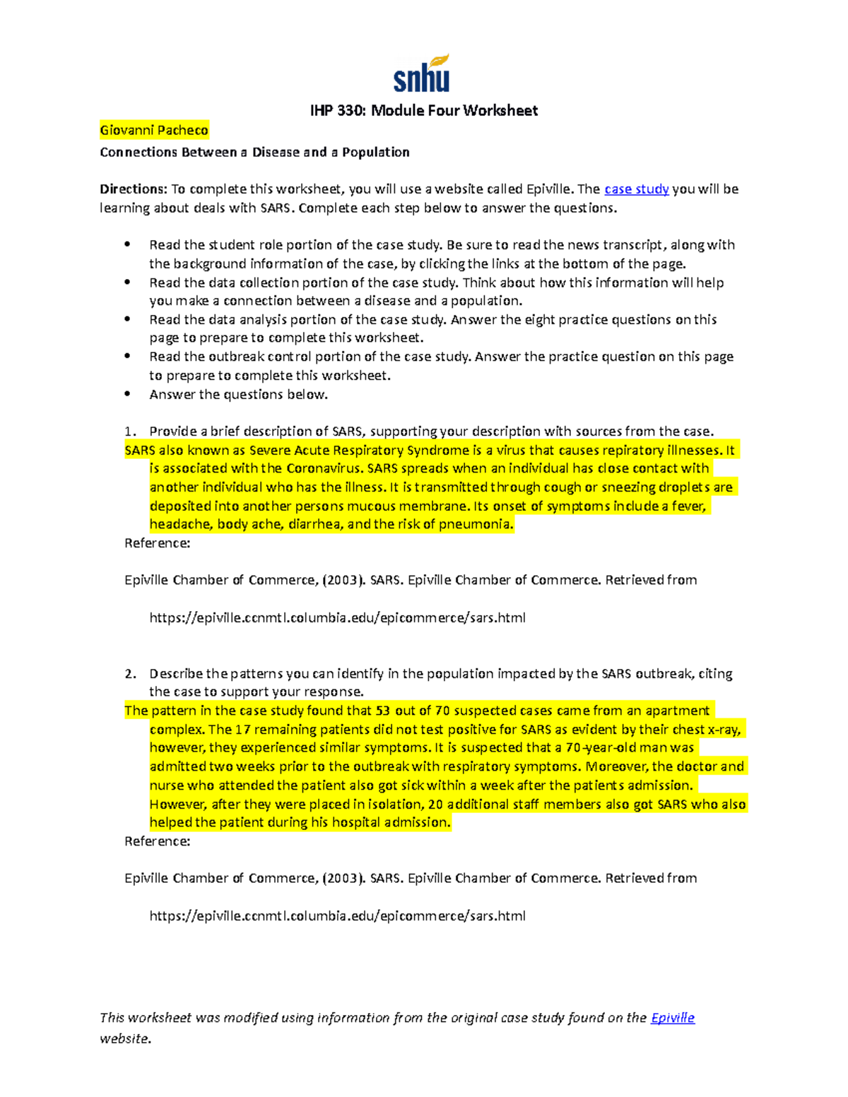 IHP 330 Module Four Worksheet complete IHP 330: Module Four Worksheet IHP 330 Module Four Worksheet complete IHP 330: Module Four Worksheet
