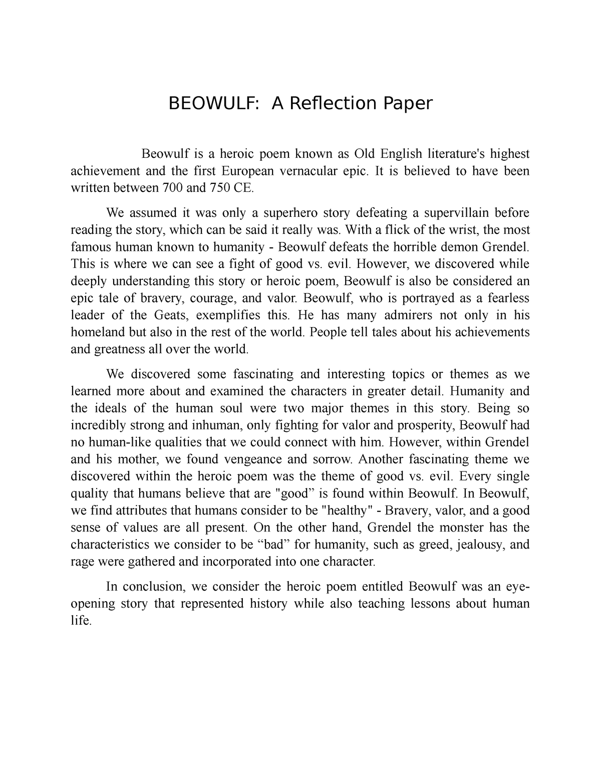 research paper on beowulf