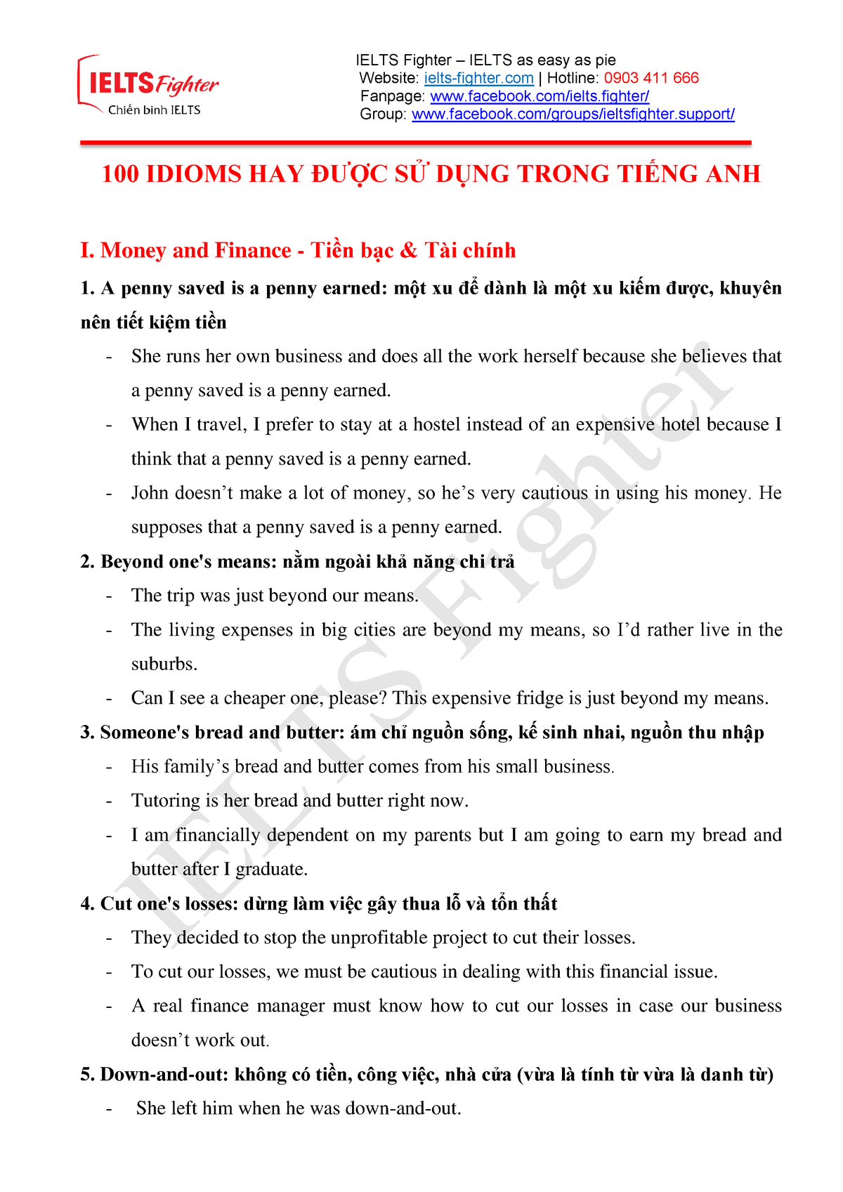 100 Idioms HAY ĐƯỢC SỬ DỤNG Trong TIẾNG ANH - ielts fighter - Website ...