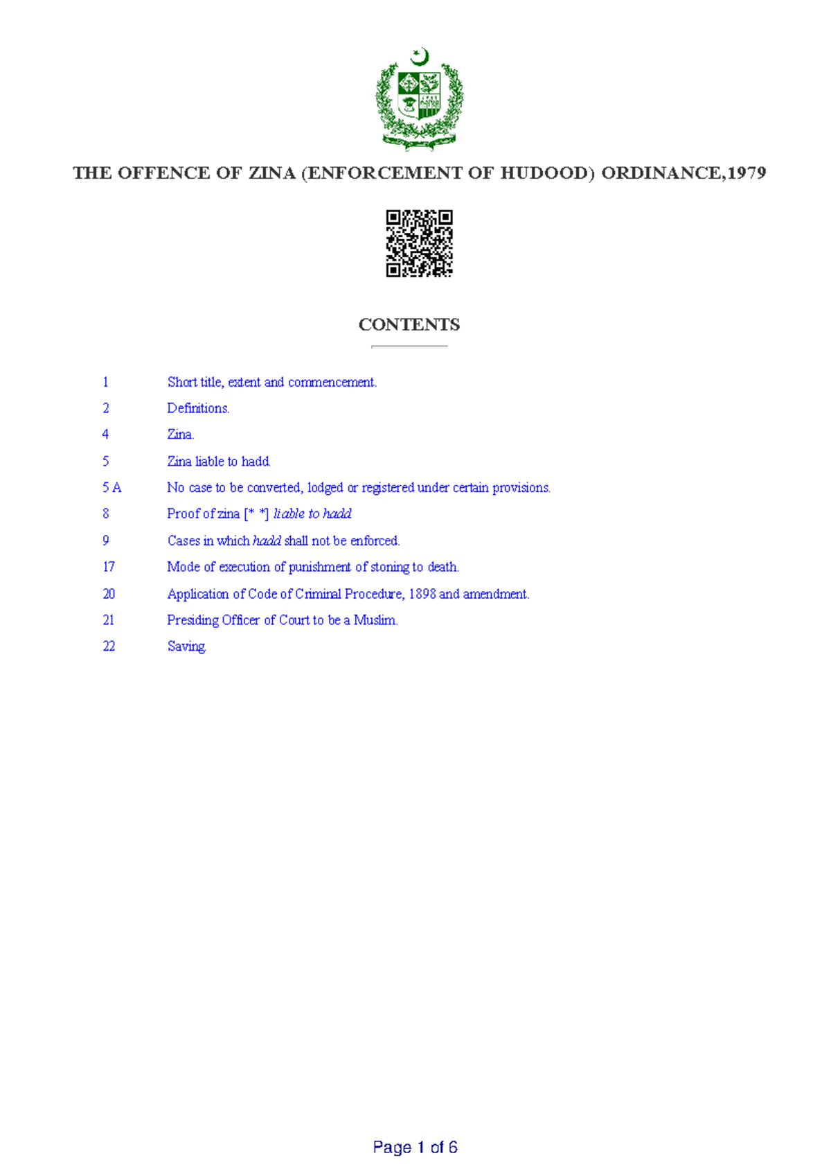 Offence Of Zina Enforcement Of Hudood Ordinance 1979 THE OFFENCE 