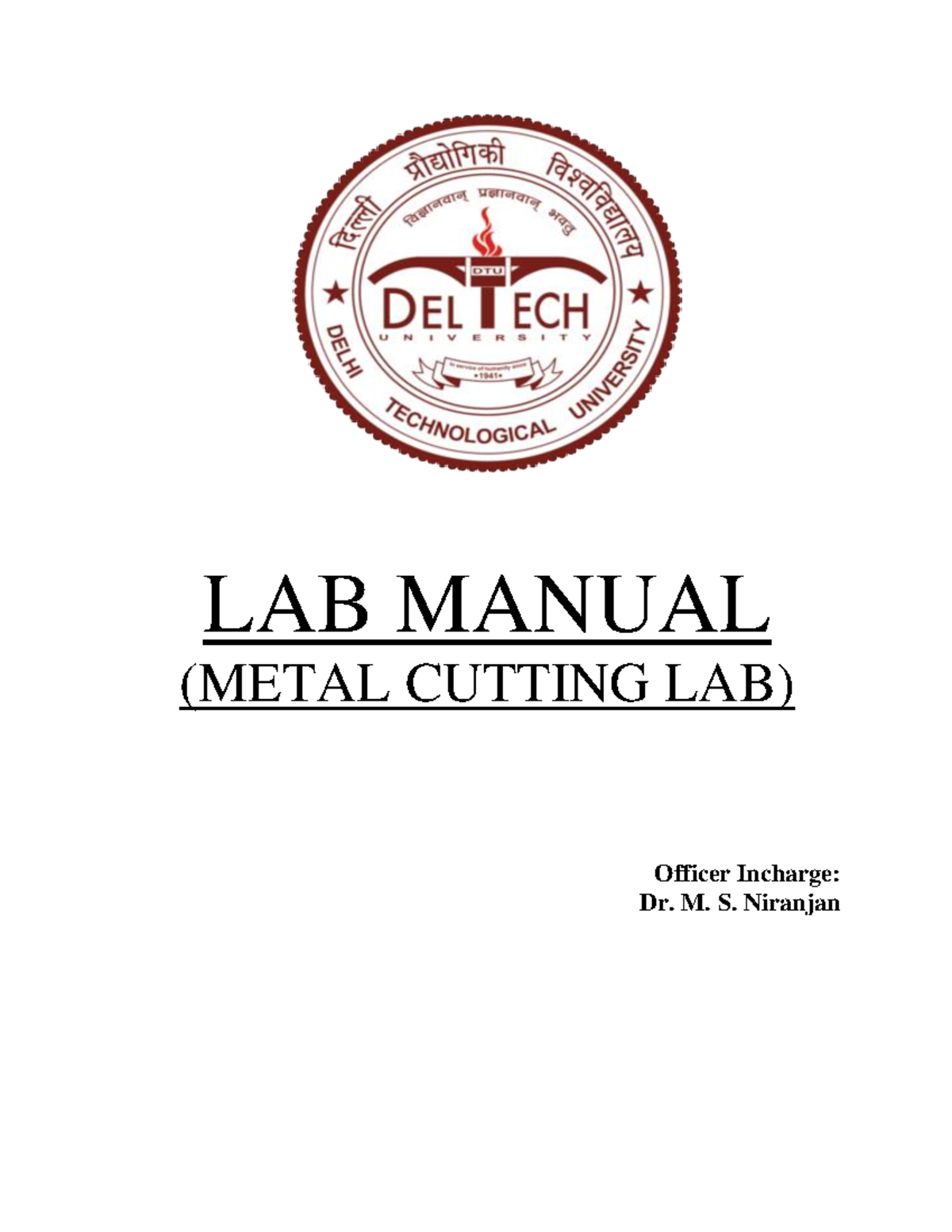 MT-II LAB Metal Cutting Lab Manual - LAB MANUAL (METAL CUTTING LAB ...