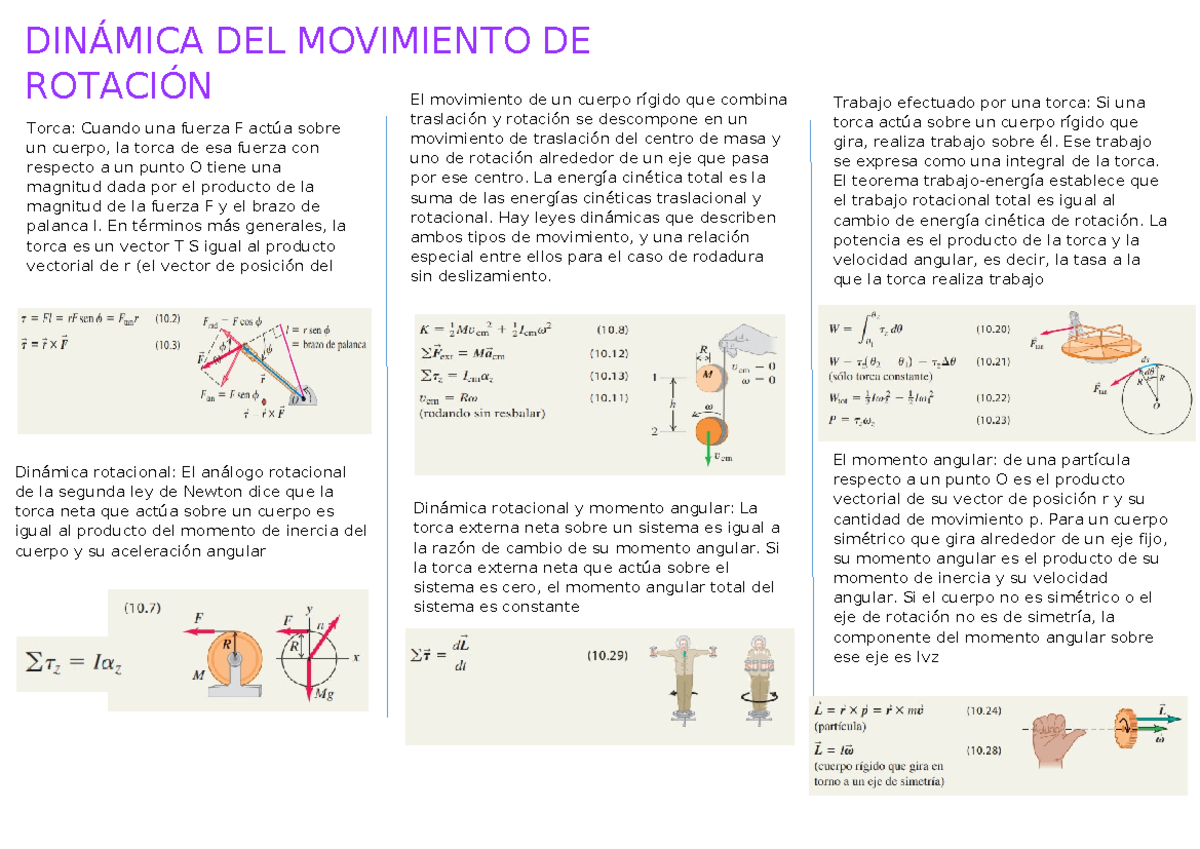 Dinamica DE Rotacion - apuntes - DINÁMICA DEL MOVIMIENTO DE ROTACIÓN