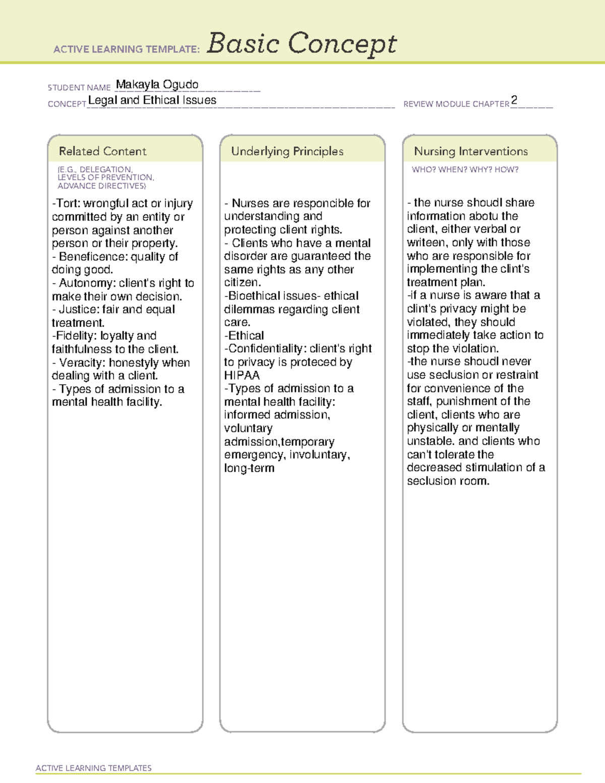 Basic Concept 3 Ati Active Learning Templates Basic Concept Student