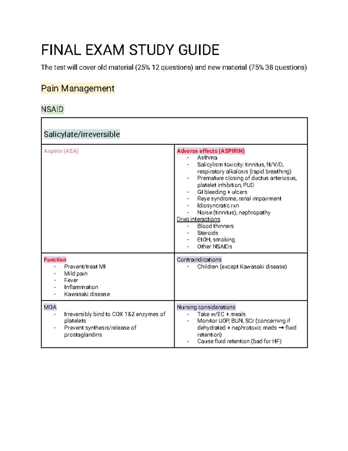 Final exam study guide - Google Docs - FINAL EXAM STUDY GUIDE The test ...