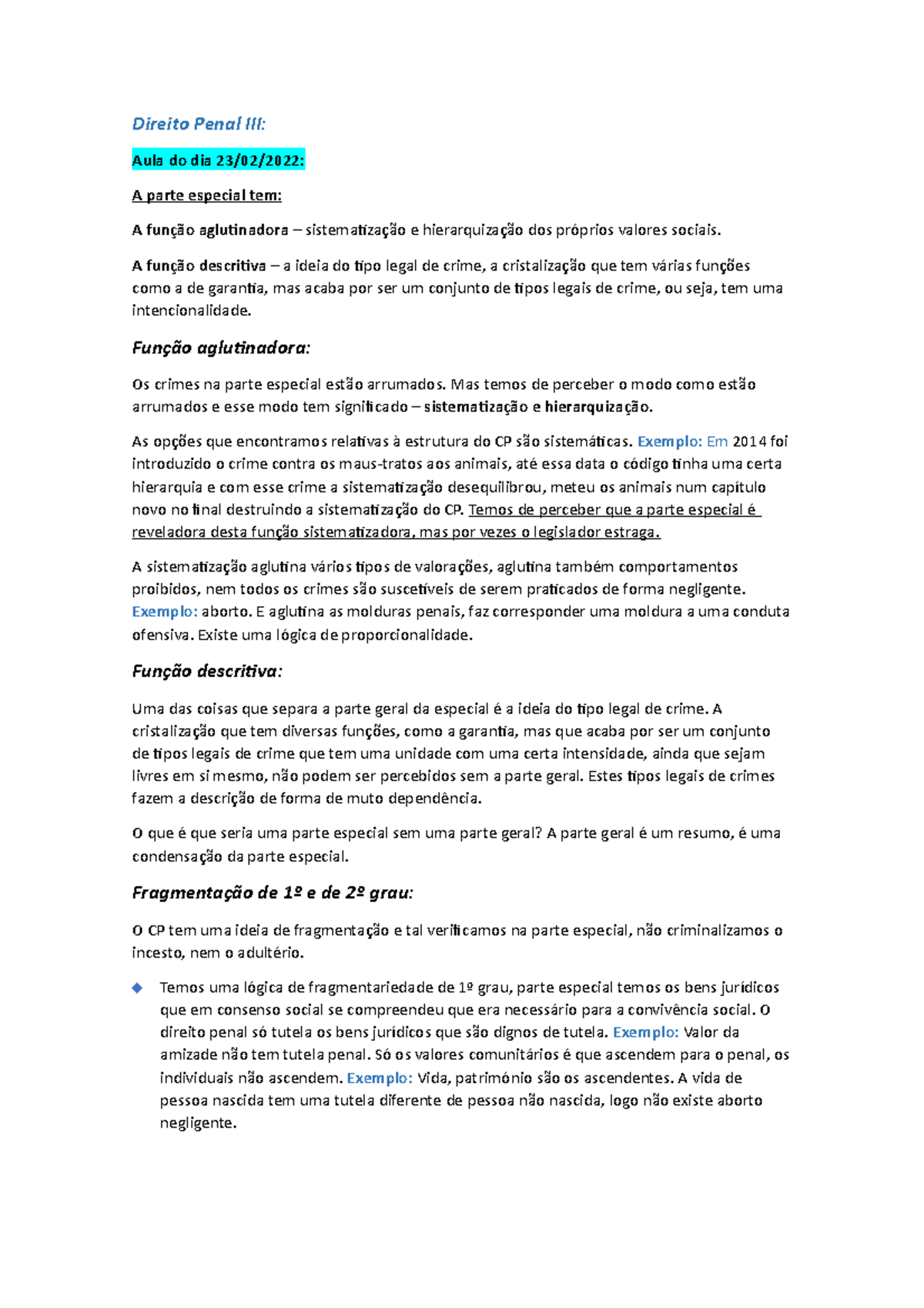 Aulas De Direito Penal III Direito Penal III Aula Do Dia 23 02 2022