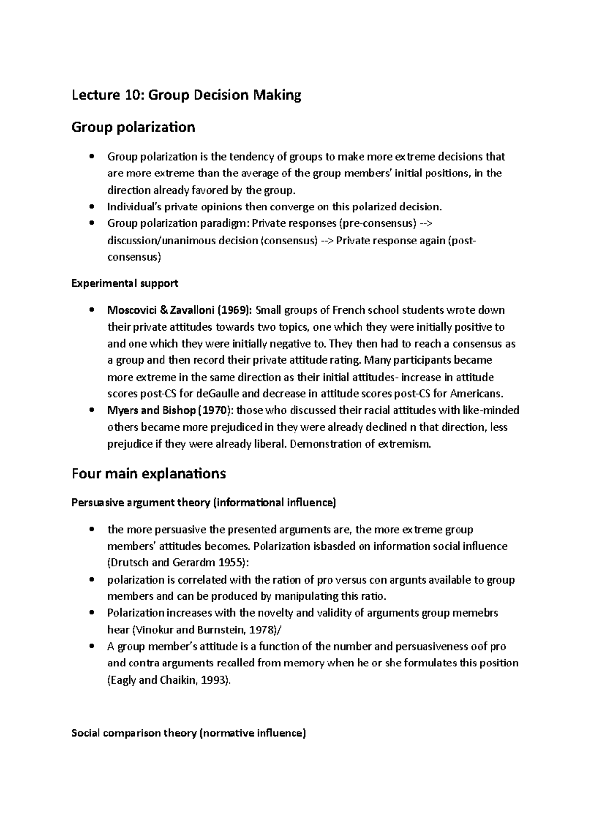 Group Polarization Lecture notes 10 Lecture 10 Group Decision