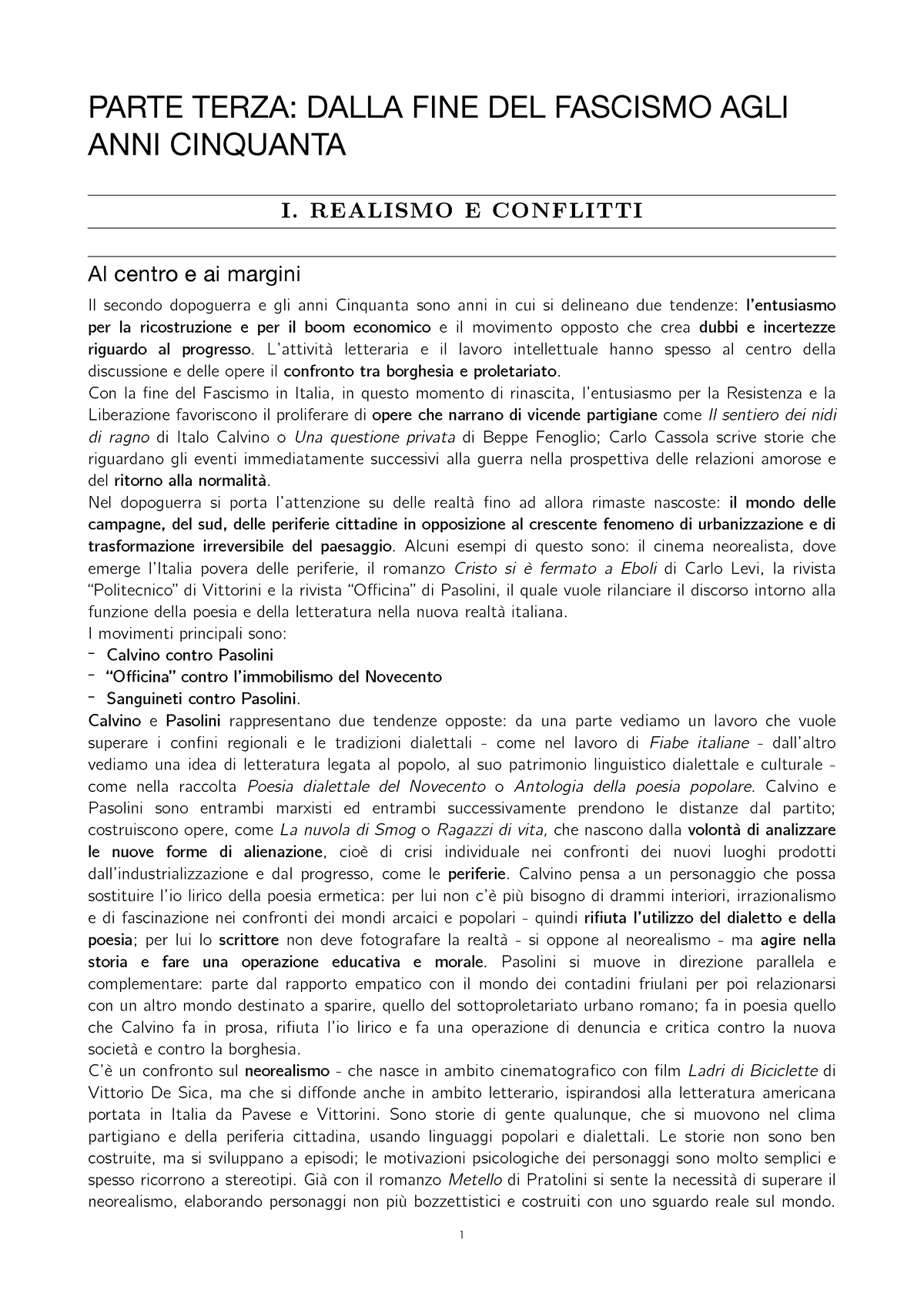 Riassunto manuale Cento Anni di Letteratura Italiana parte III e IV - PARTE  TERZA: DALLA FINE DEL - Studocu