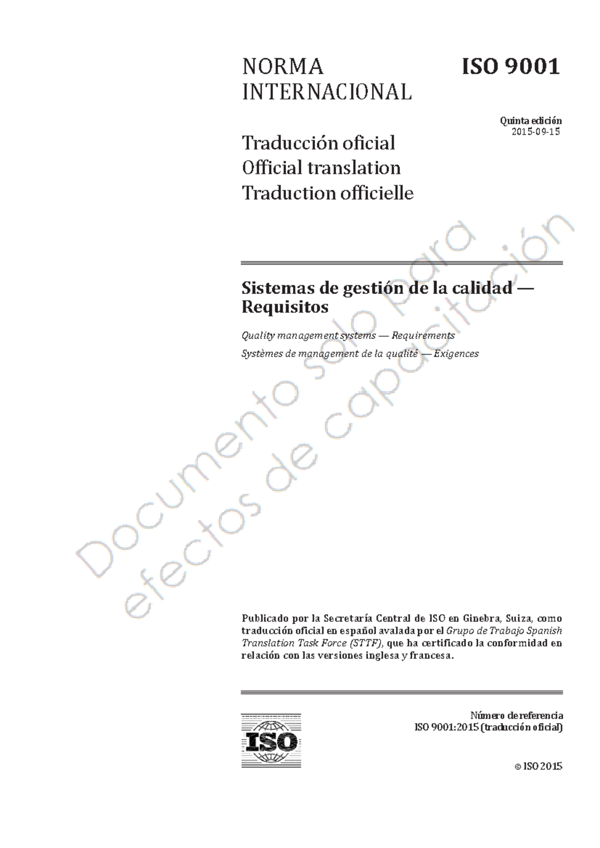 ISO 9001-2015 Sistemas de Gestión de la Calidad - NORMA INTERNACIONAL ...