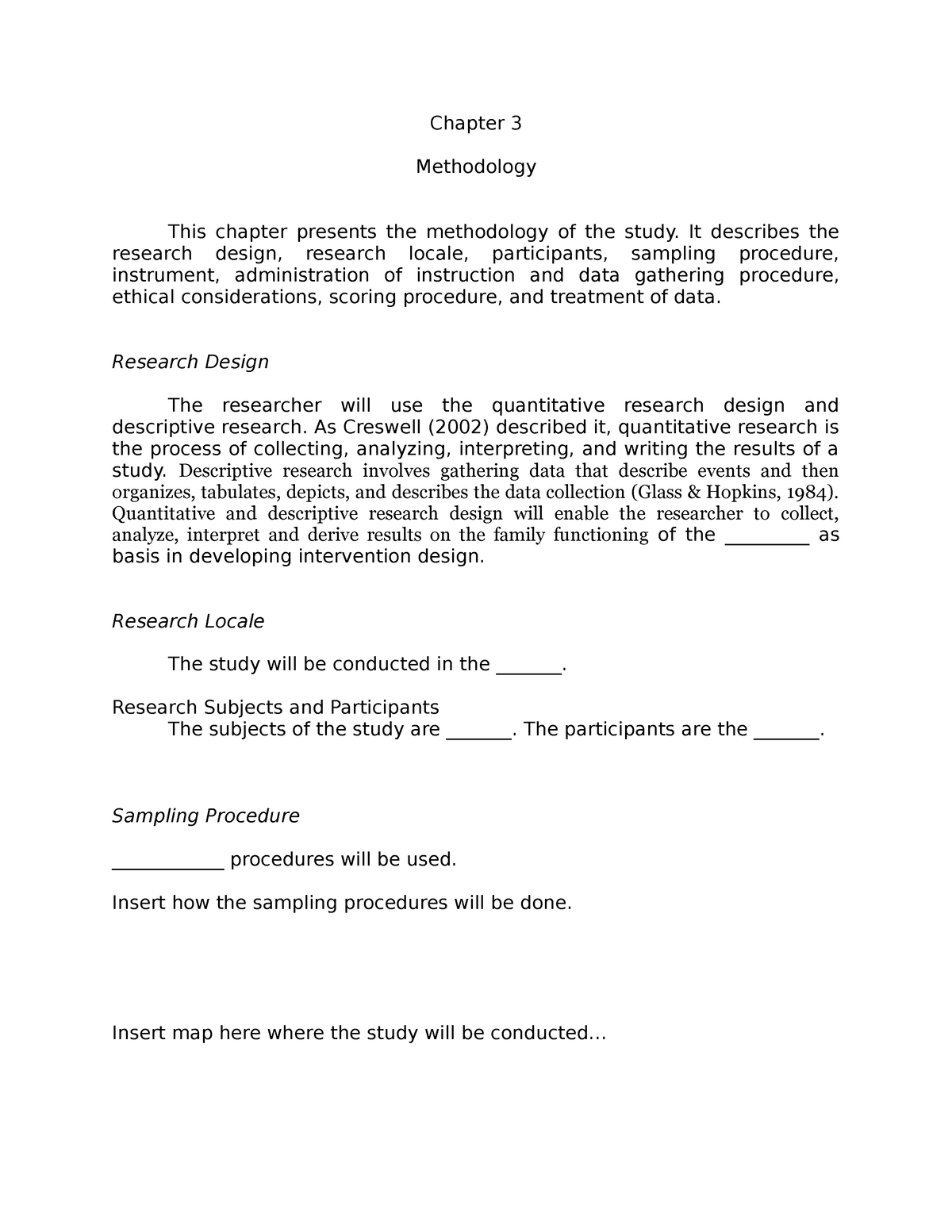 what to write in chapter 3 methodology