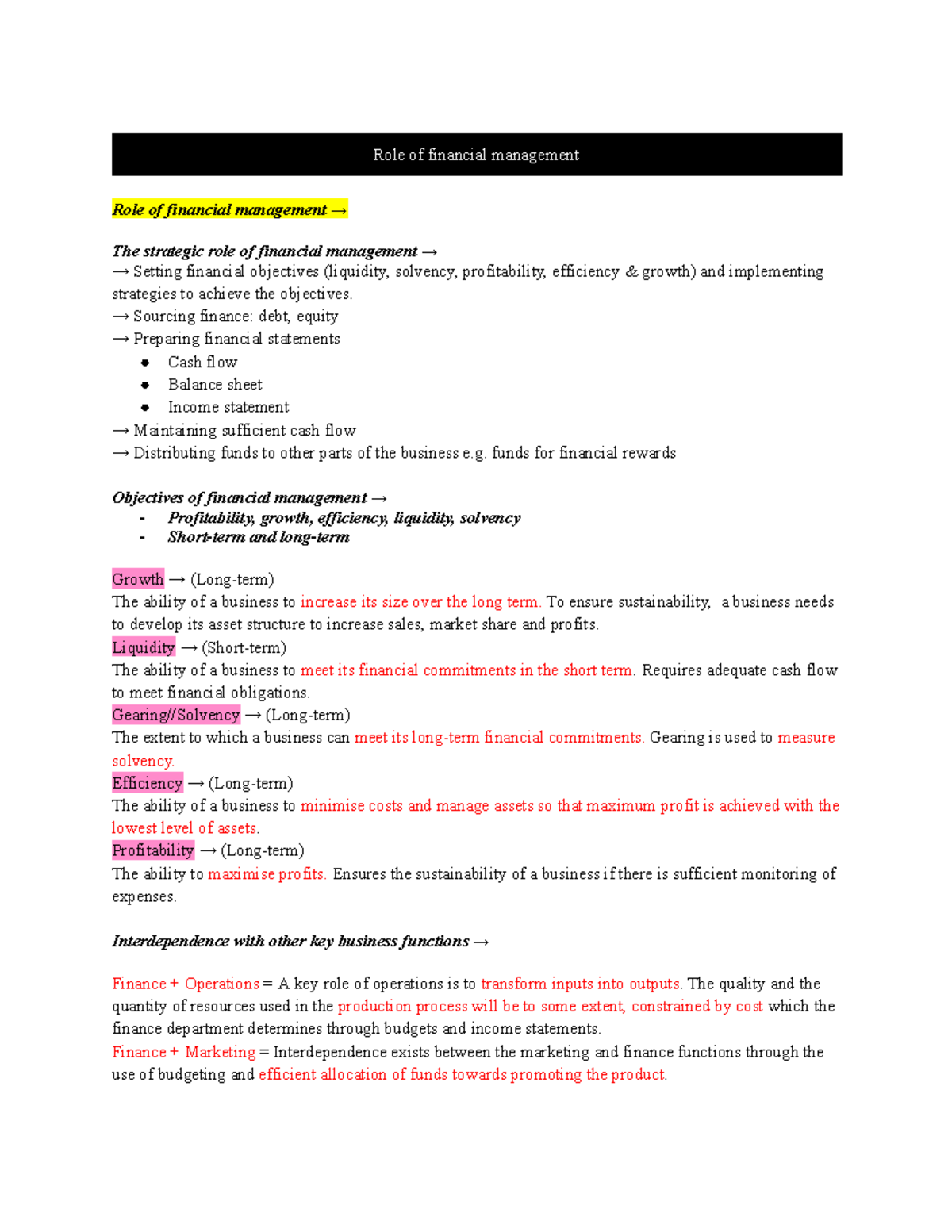 Business Finance - Role of financial management Role of financial ...