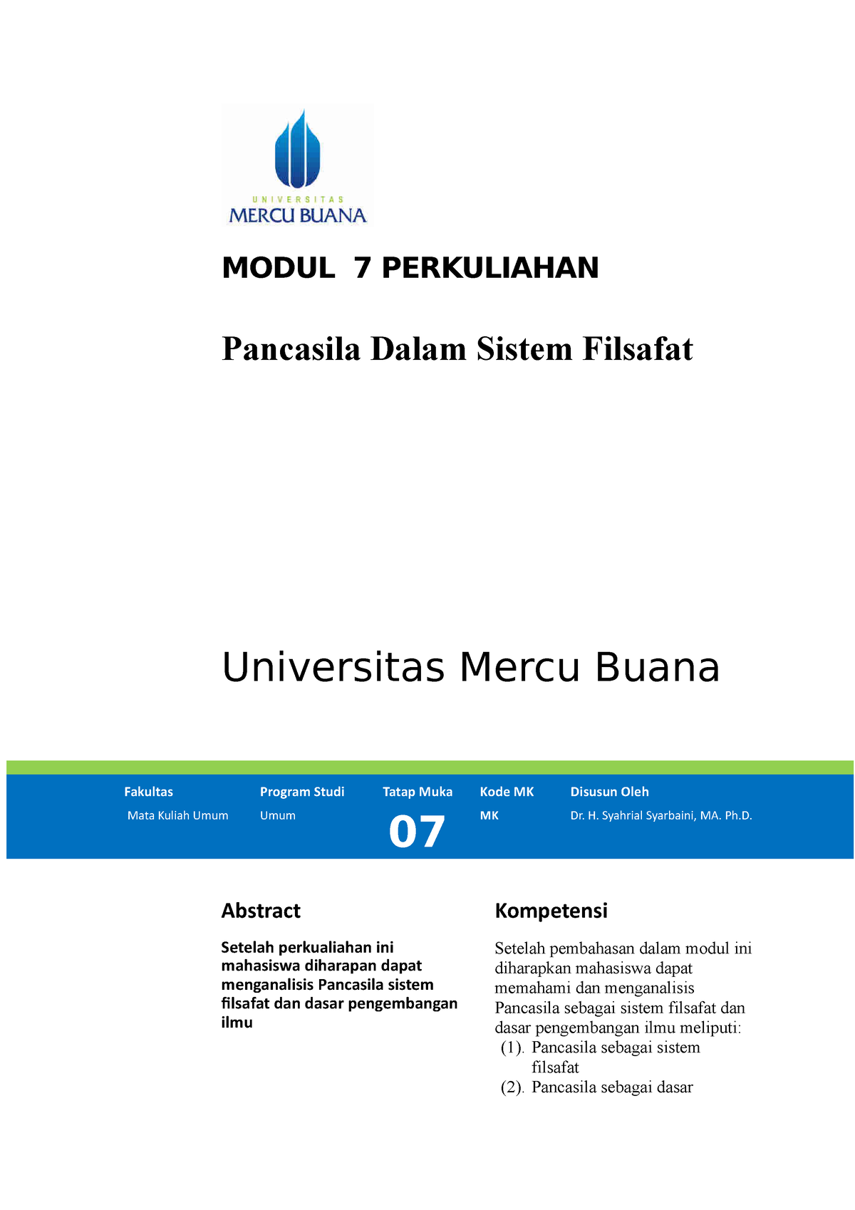 Pancasila Dalam Sistem Filsafat - MODUL 7 PERKULIAHAN Pancasila Dalam ...