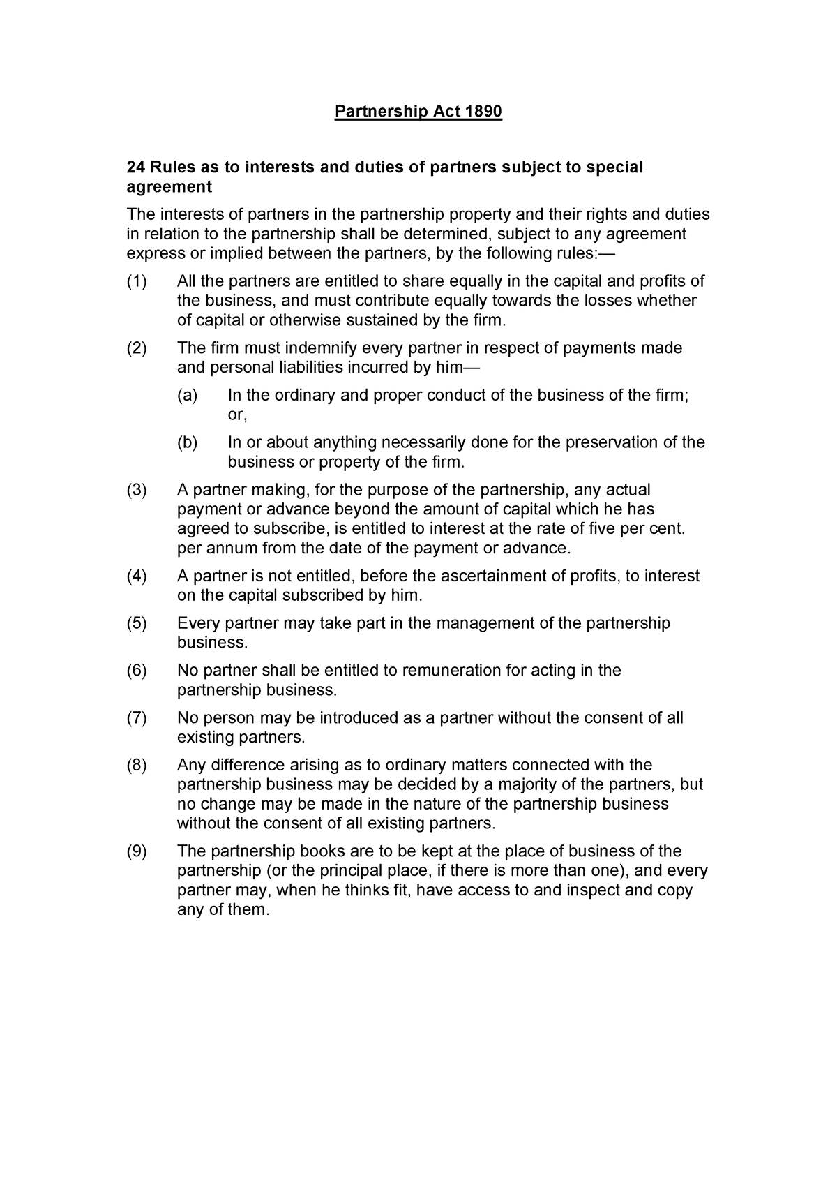 case study on partnership act