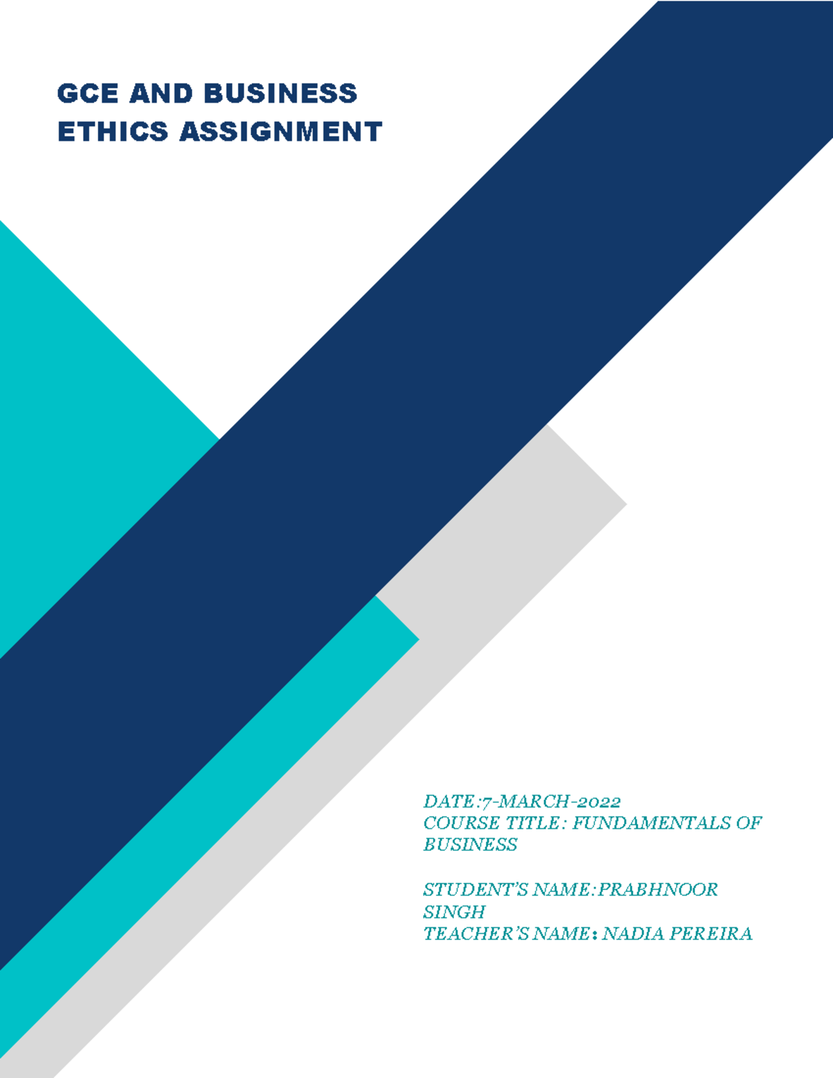 gce and business ethics assignment