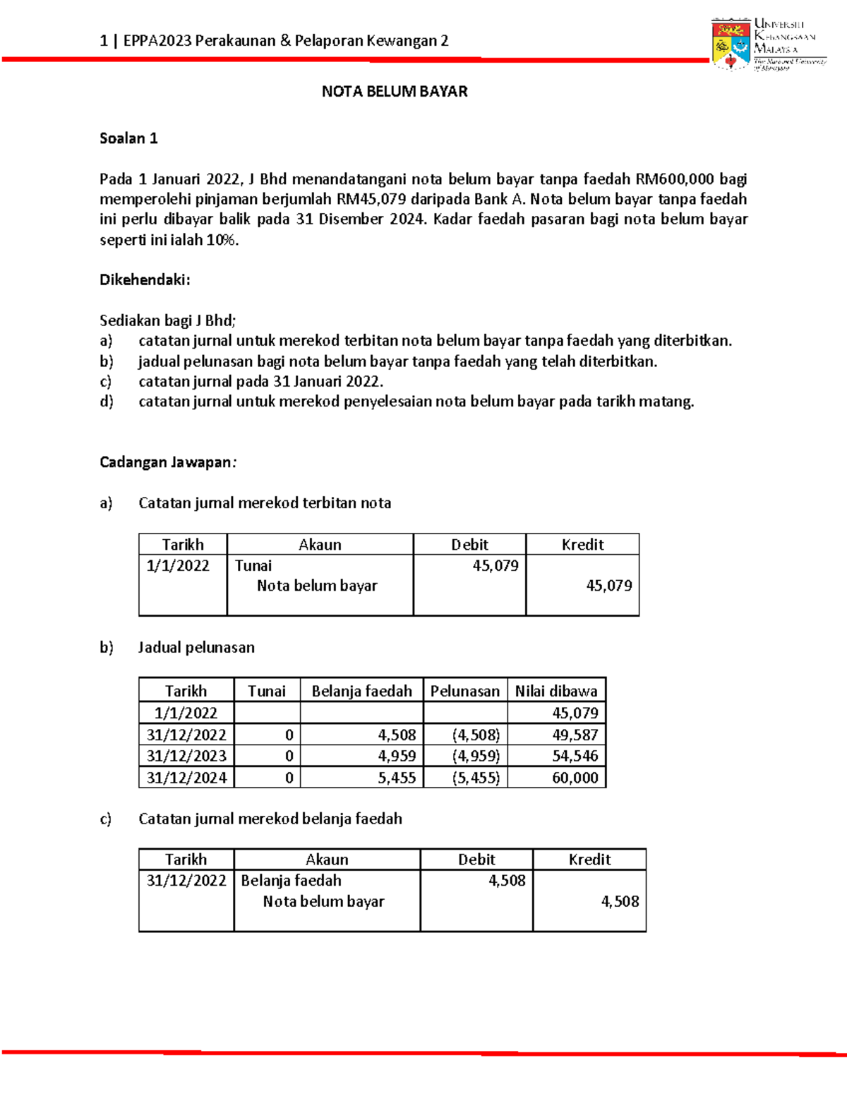 Nota Belum Bayar - Contoh - 1 | EPPA 2023 Perakaunan & Pelaporan ...