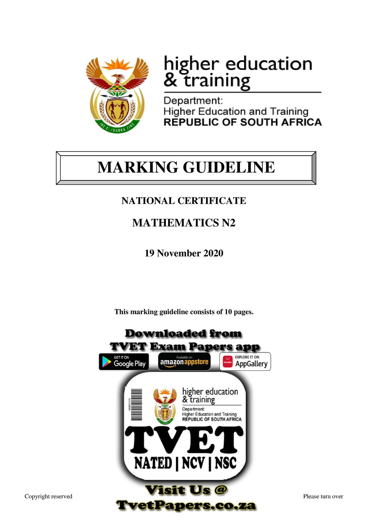 T1000 Mathematics N2 Memo Nov 2020 Sign Off National Certificate Mathematics N 19 November