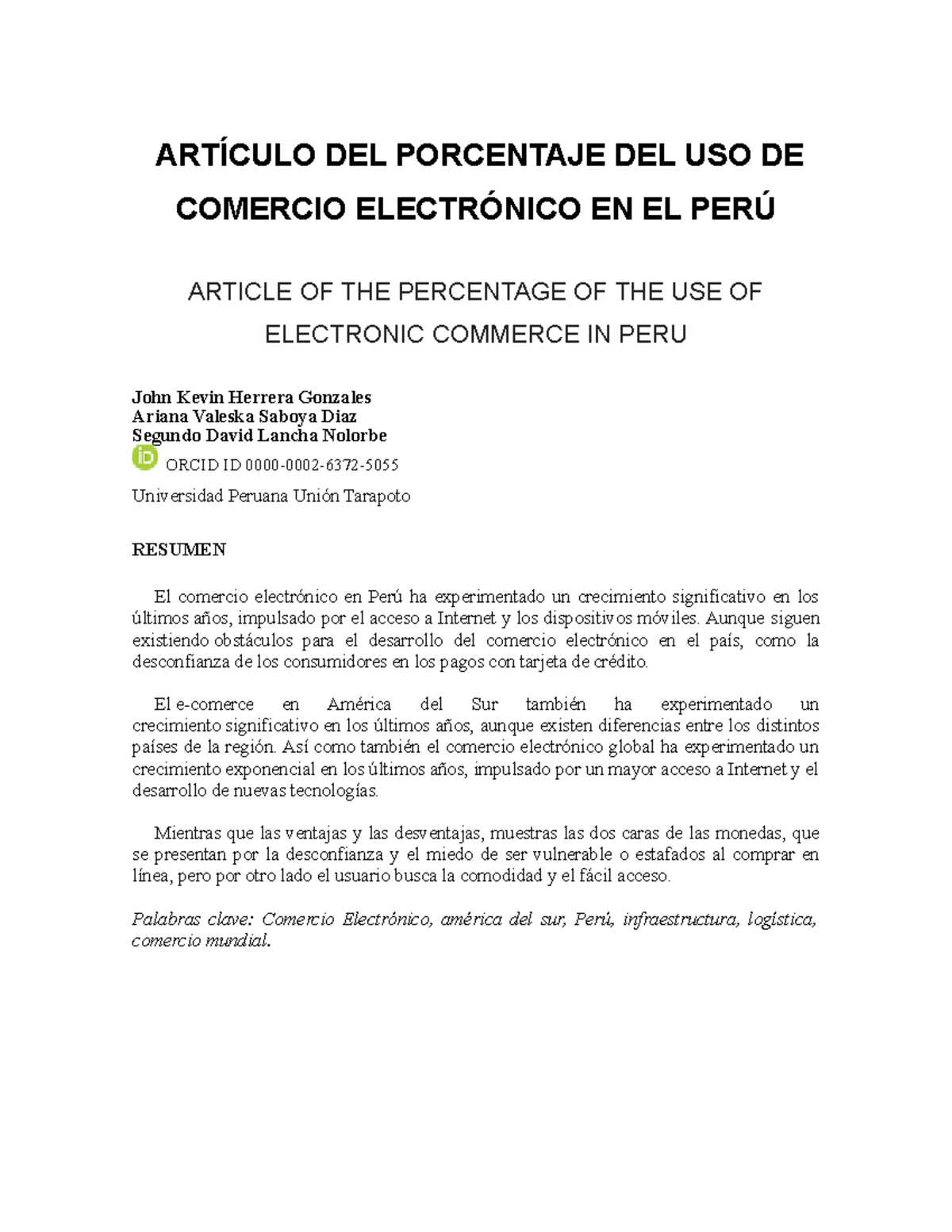 Articulo De Investigacion Del E Comerce ArtÍculo Del Porcentaje Del