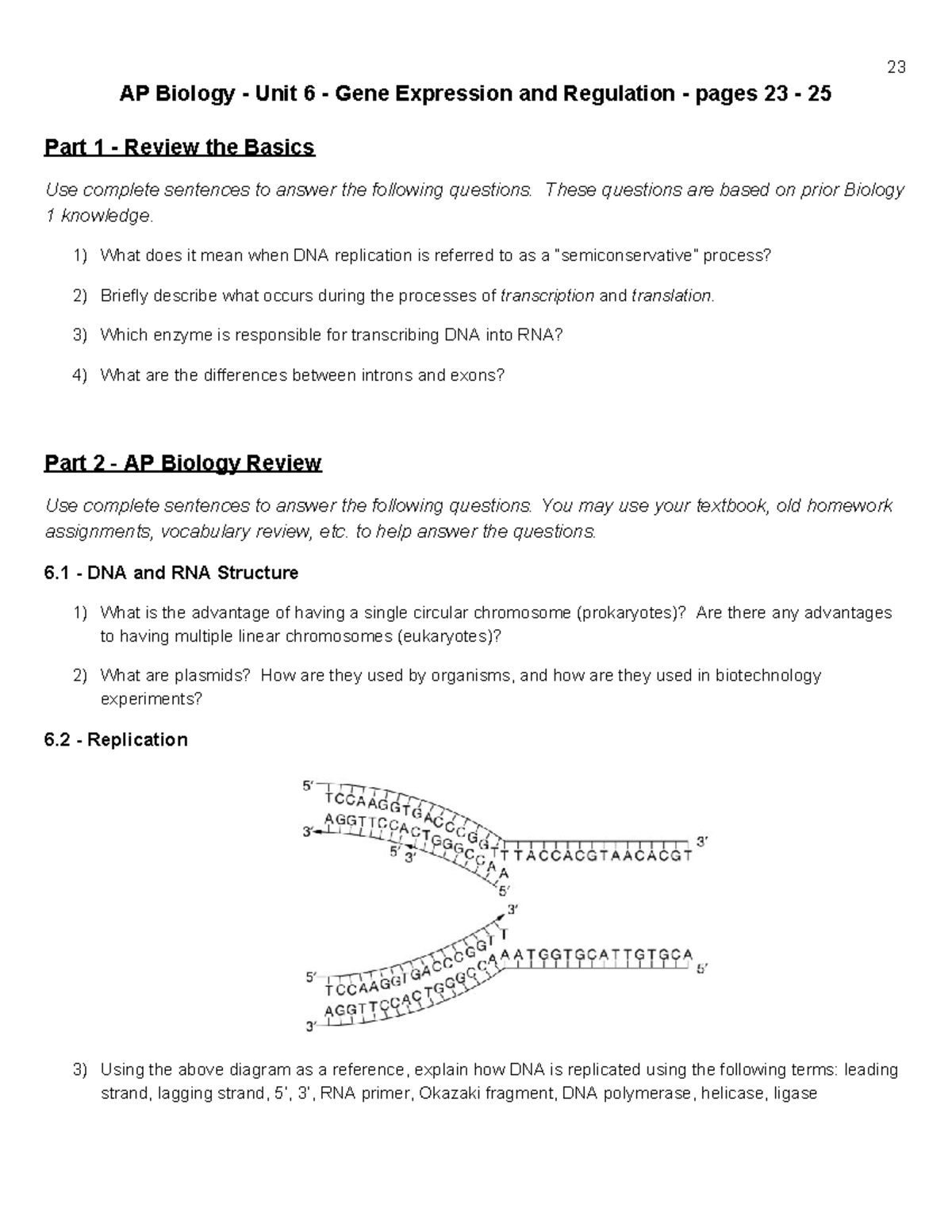 Unit 6 Review - 23 AP Biology - Unit 6 - Gene Expression And Regulation ...