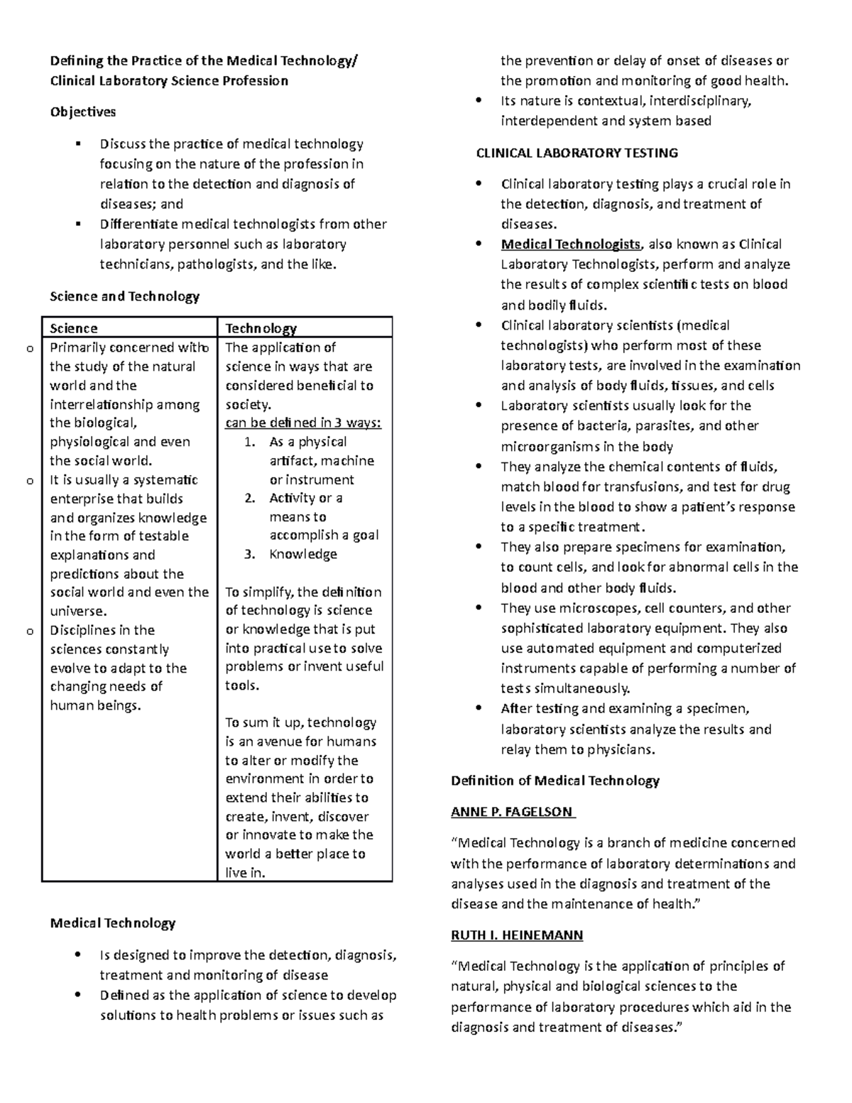 Defining the Practice of the Medical Technolog 1 - Defining the ...