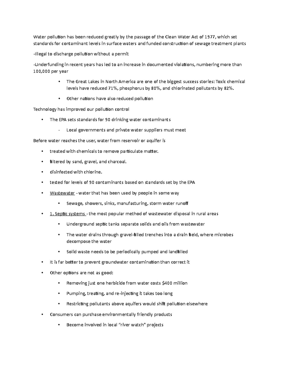 Water pollution - COURSE WORK SUMMARY FOR CHEMISTRY CLASS PLUS ...